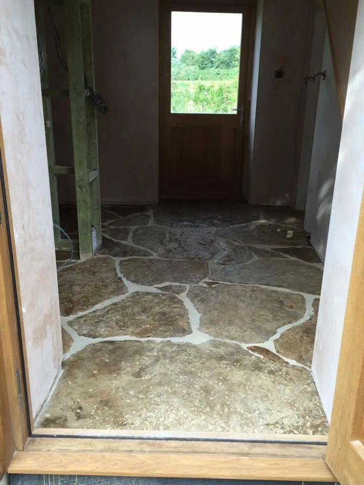 Flagstone floor in a porch