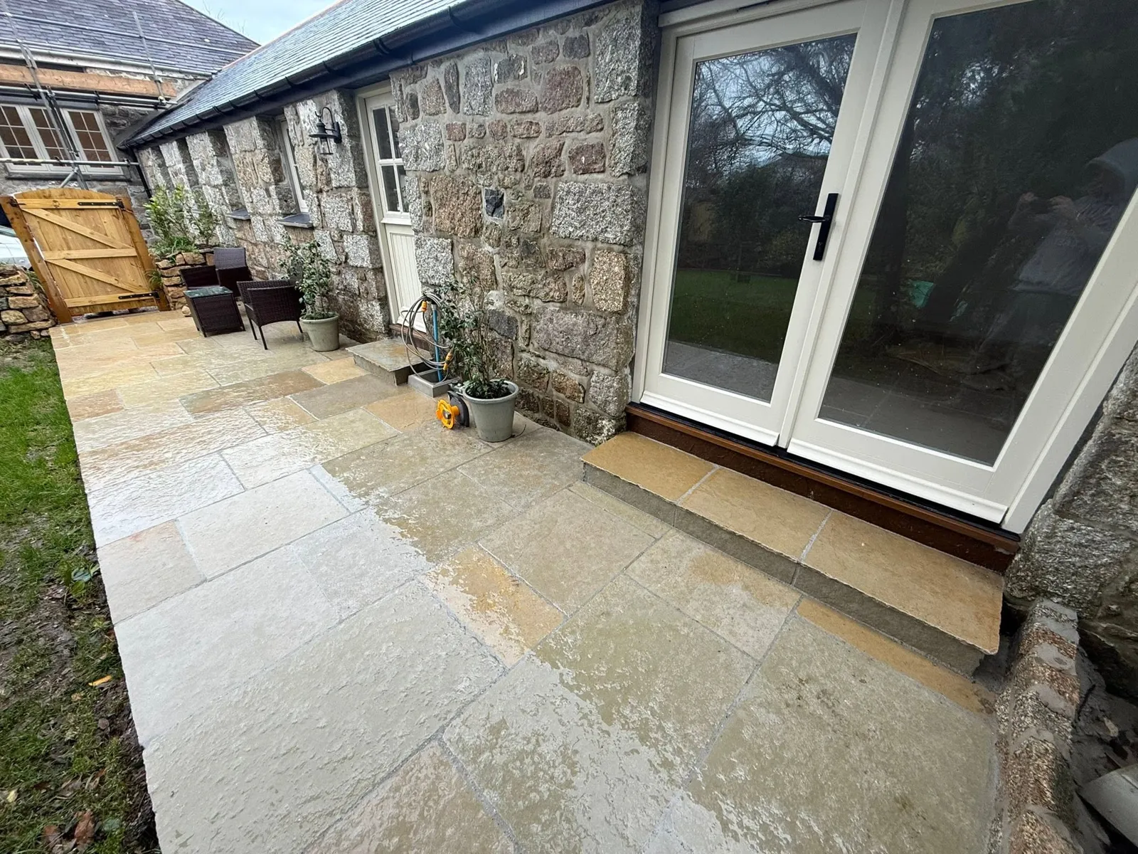 Paving up to the patio doors