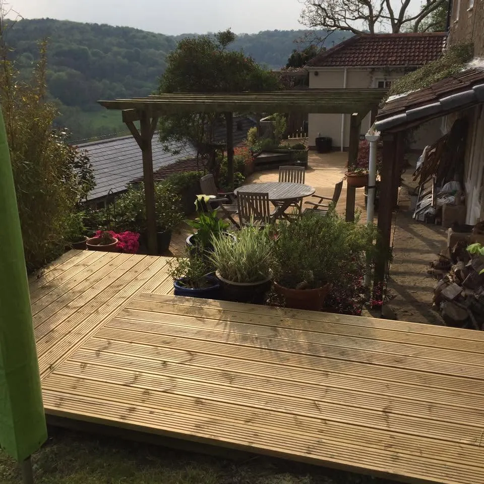 Timber decking above the garden
