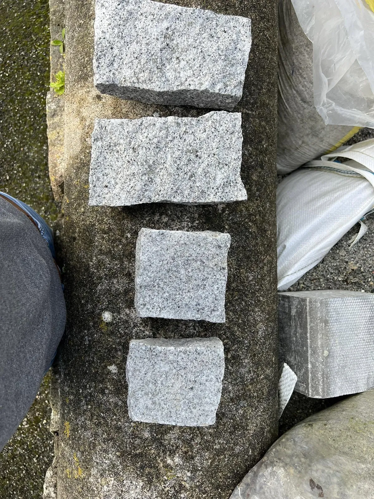 Natural split grey granite setts