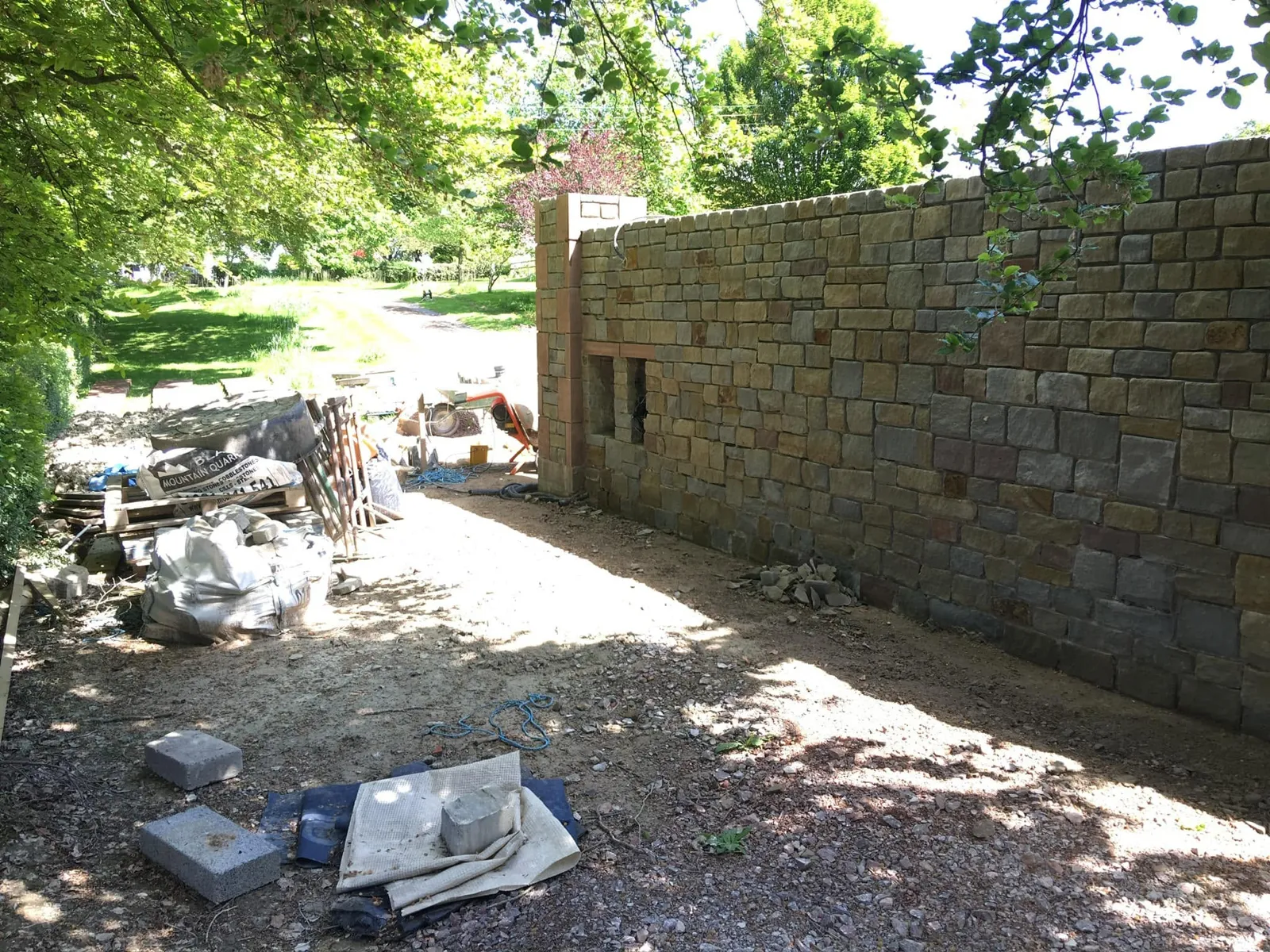 Stone boundary wall